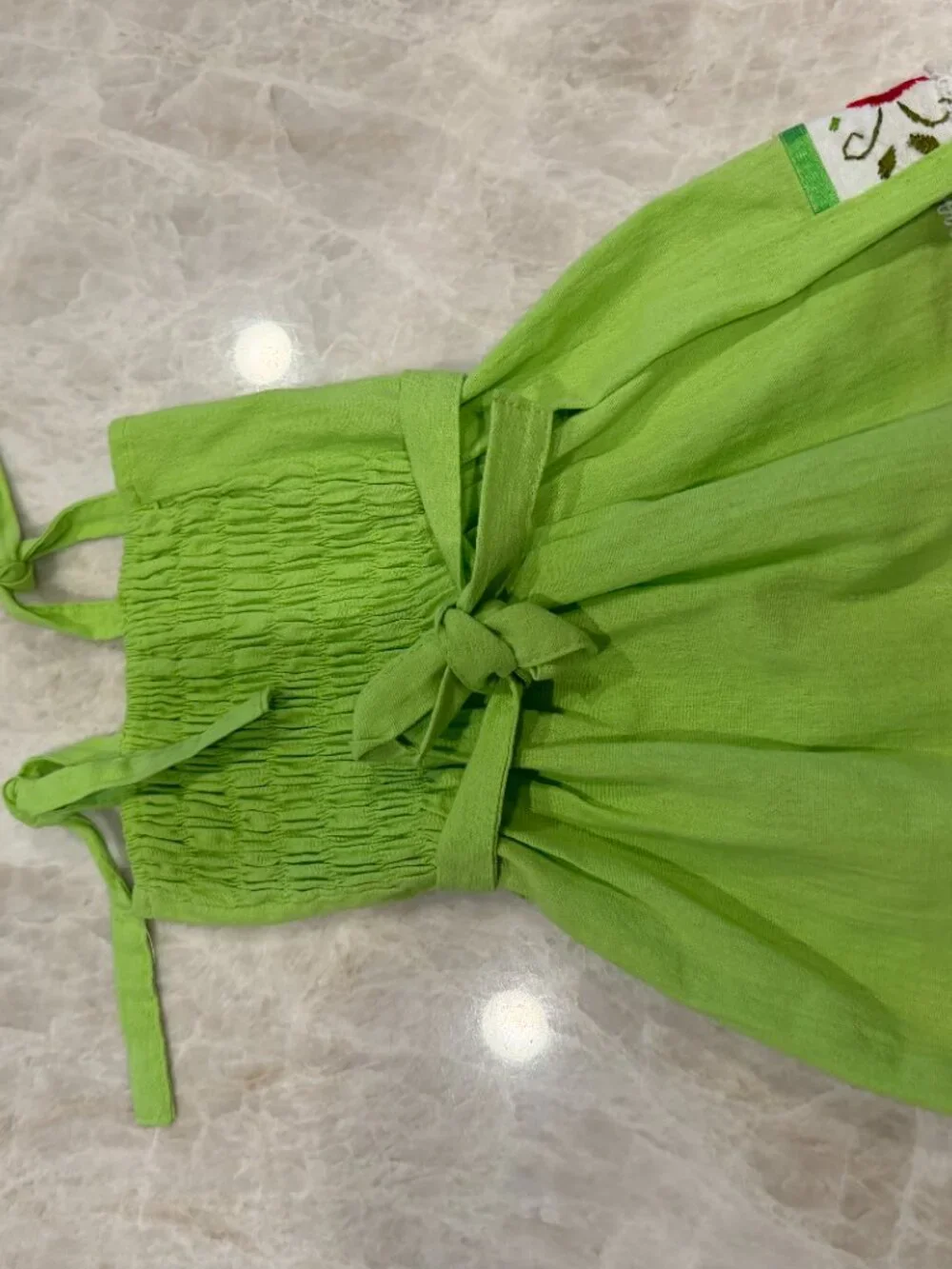 Girls 3T 4T Mexican Embroidered Floral Dress Lime Green Fiesta